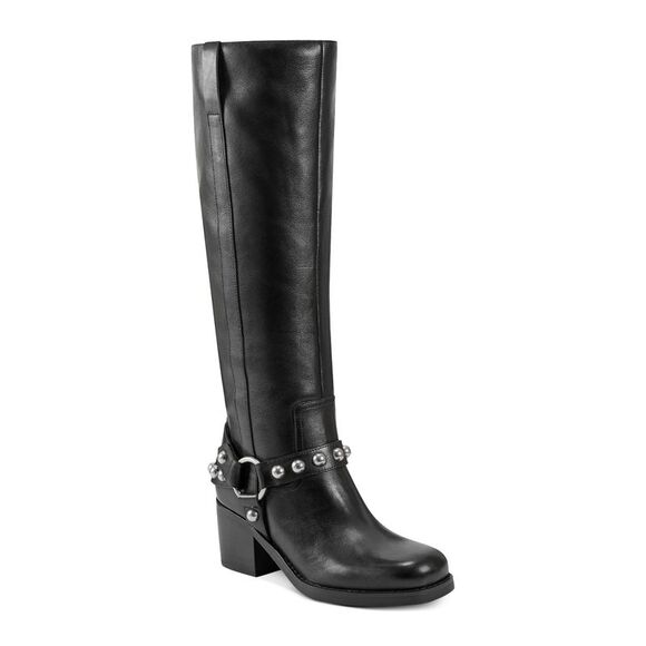 MARC FISHER LTD Womens Black Harnes Dual Pull-Tabs Ofida Riding Boot 6.5 M